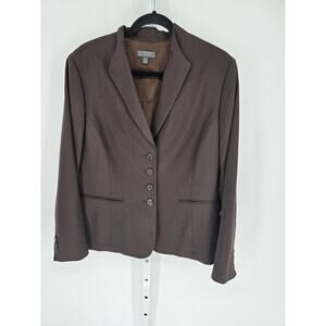 Classiques Entier Women's Brown Peak-Collar Four-Button Blazer Size 16